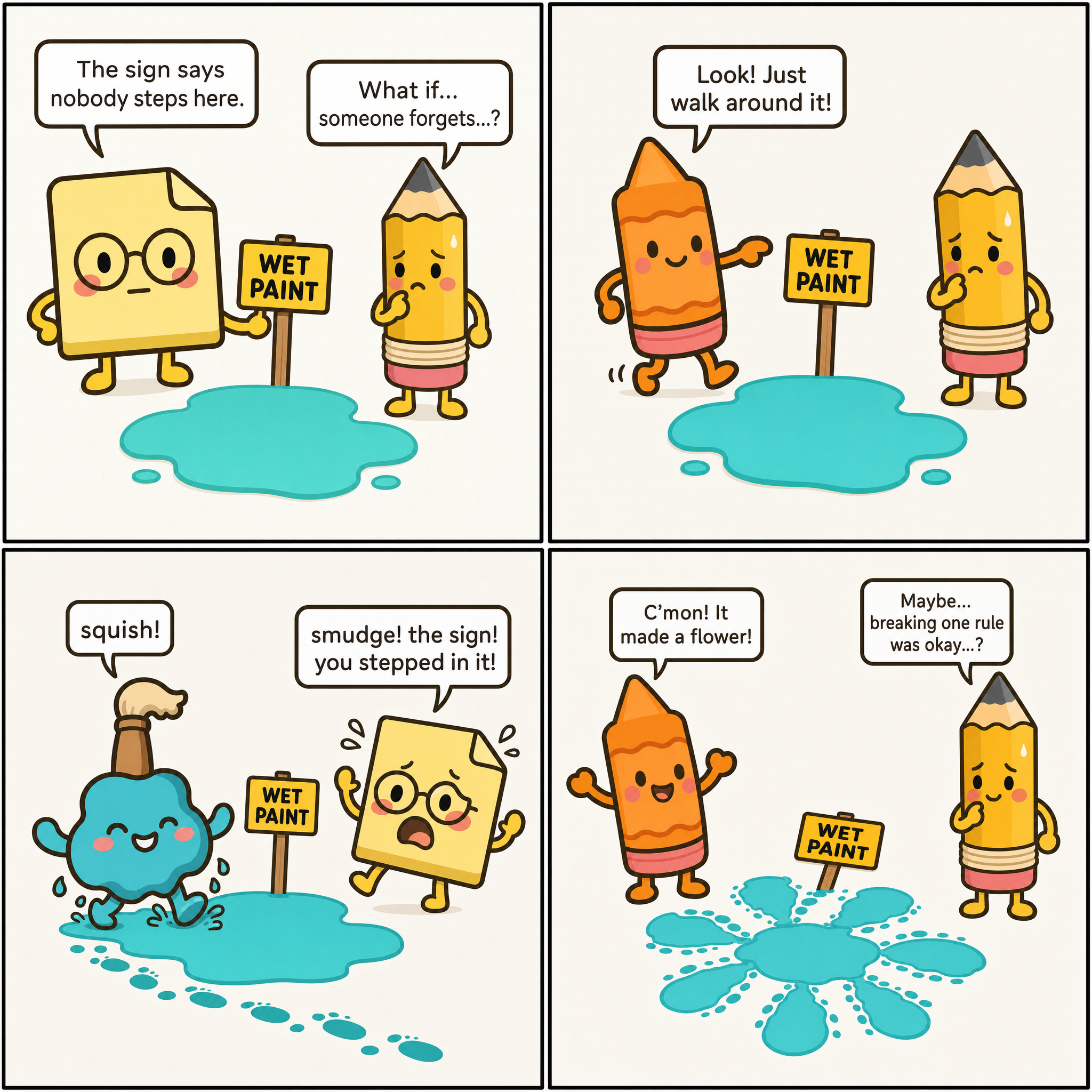Nobody Steps On The Wet Paint